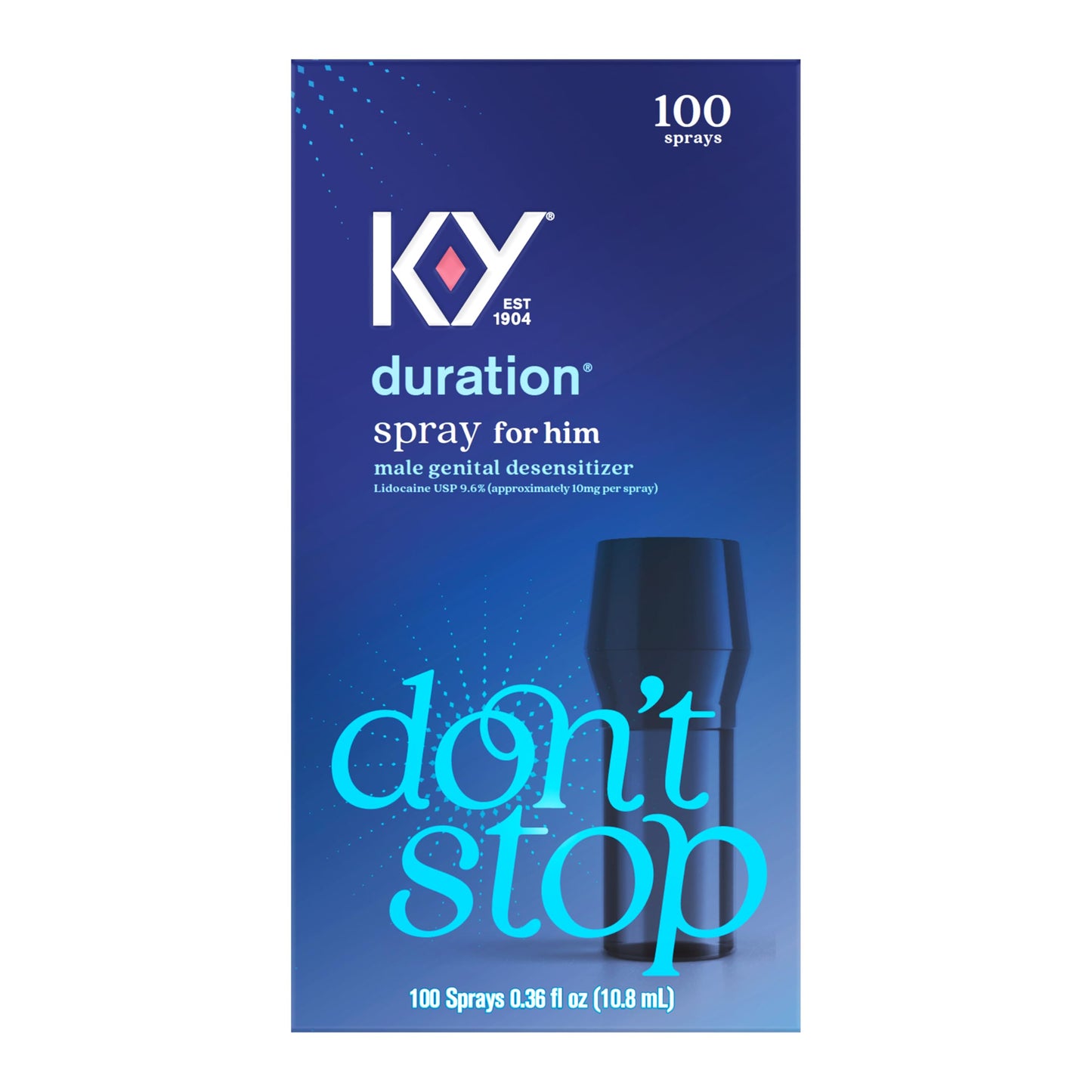 K-Y Duration Delay Spray, Numbing Climax Delay Spray for Men & Lidocaine Desensitizing Spray, Climax Control, Sex Accessories for Adults Couples, Last Longer in Bed, 0.36 FL OZ / 100 Sprays