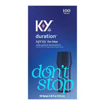 K-Y Duration Delay Spray, Numbing Climax Delay Spray for Men & Lidocaine Desensitizing Spray, Climax Control, Sex Accessories for Adults Couples, Last Longer in Bed, 0.36 FL OZ / 100 Sprays