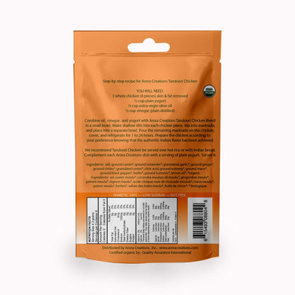 Vegan Organic Tandoori Chicken Indian Spice Blend - Arora Creations 0.9oz (6-Pack) | Gluten Free, Non-GMO, Low Sodium | Easy to Cook Indian At Home!