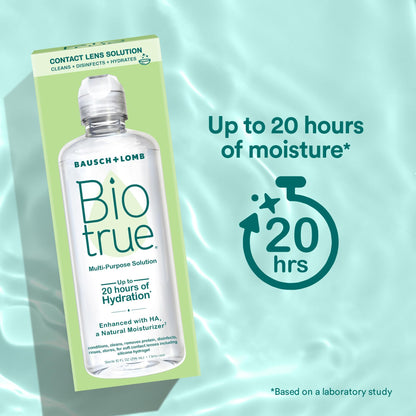 Biotrue Contact Solution, Multi-Purpose Solution with Lens Case, Cleans, Conditions, Hydrates, Disinfects, Removes Protein, Dirt & Debris, Contact Lens Cleaner & Storage, 10 Fl Oz (Pack of 2)
