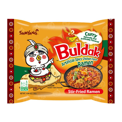 Samyang Curry Buldak Korean Spicy Hot Chicken Stir Fried Ramen Noodles 4.94oz (Pack of 5)