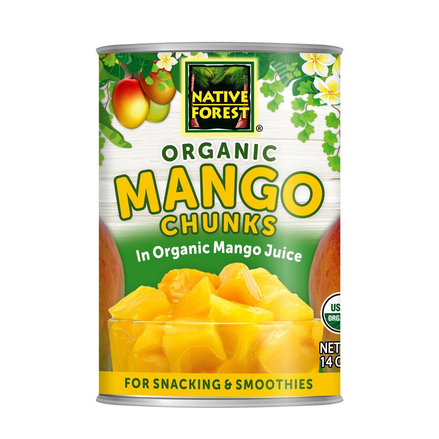 Native Forest Organic Mango Chunks - Mango Canned, Mangoes, Mangos, Canned Fruit No Sugar Added, Mango Sliced, Mango Fruit - 14 Ounce (Pack of 6)