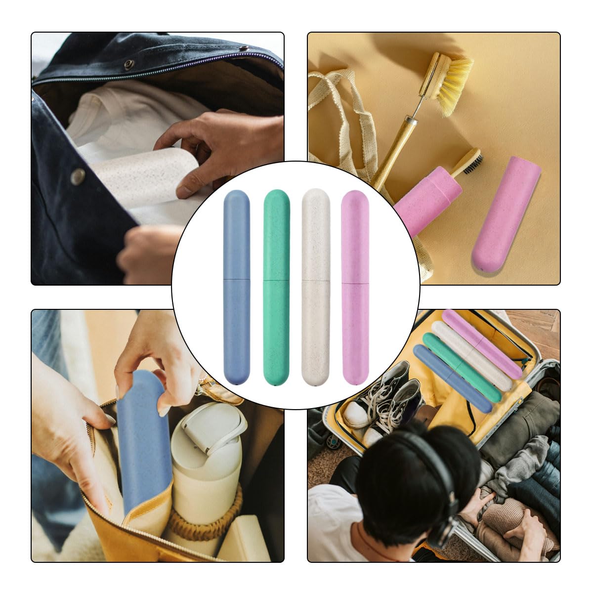 4 Pack Travel Toothbrush Case, Holder Toothbrush Travel Containers for Trip Home Camping Dust-Proof and Sanitary, Travel Toothbrush Holder