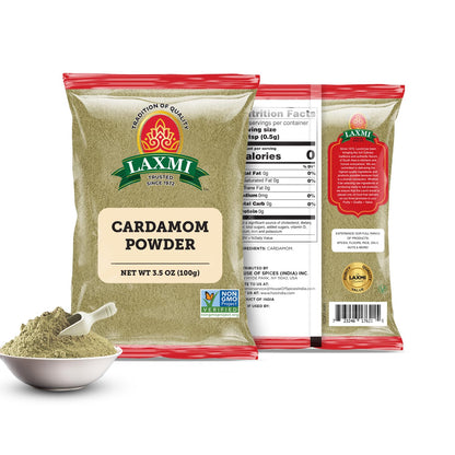 Laxmi Ground Cardamom Powder, Traditional Indian Cooking Spices - 3.5oz