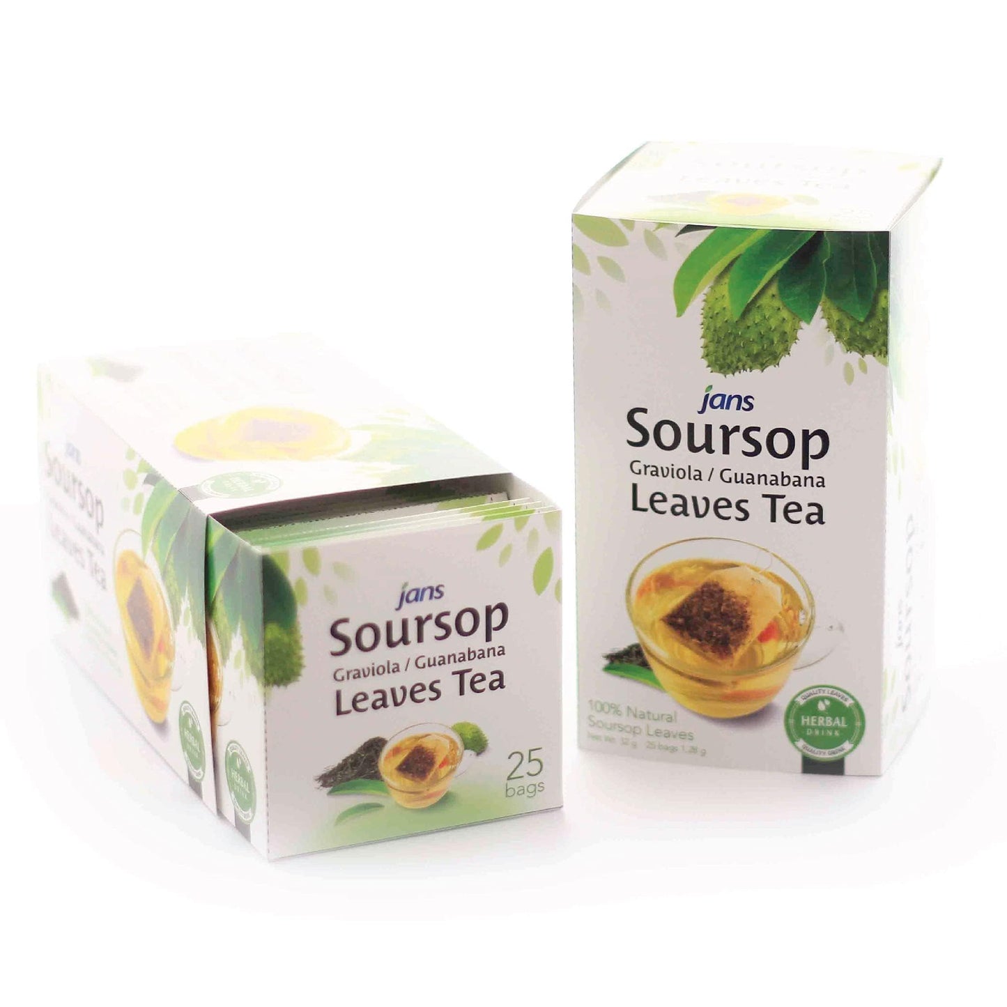 Jans Soursop Tea Bags (25 Count) – Full Strength Herbal Tea from 100% Natural Soursop Leaves – Hoja De Guanabana Graviola Leaf Tea – Caffeine Free Sour Sop Tea Bags, Vegan & Premium Quality
