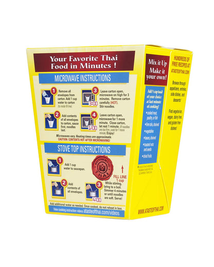 A Taste of Thai Red Curry Noodles |Heat & Eat Instant Noodle | Flavored with Authentic Thai Sauce - Non-GMO, Gluten Free, Trans Fat Free- Perfect Side for Chicken, Fish & Meat Entrees| 6 Pack (5.75oz)