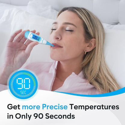 Easy@Home Digital Basal Thermometer for Ovulation: Backlight LCD Display 1/100th Degree High Precision BBT, Memory Recall, NOT Bluetooth Enabled – Scan Results with Premom Fertility Tracker App, Blue