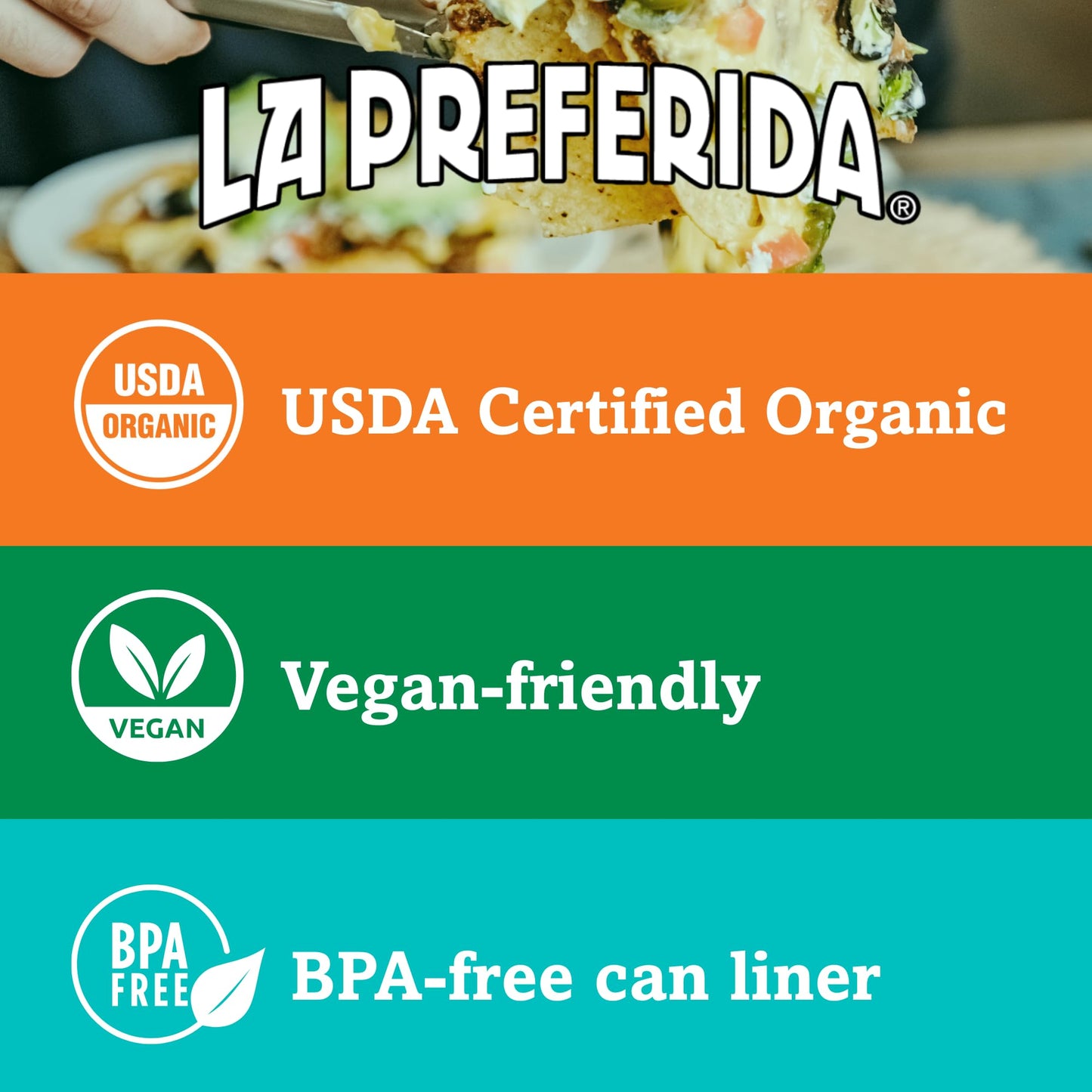 La Preferida Organic Refried Beans, 15 Ounce (Pack of 12)