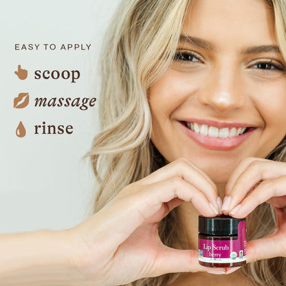 USDA Organic Lip Scrub Berry - USA Made with Natural Ingredients, Valentines Day Gifts, Moisturizing Scrub Exfoliator for Dry Lips, Lip Sugar Scrubber Exfoliator for Smooth Lips, Small Beauty Gifts