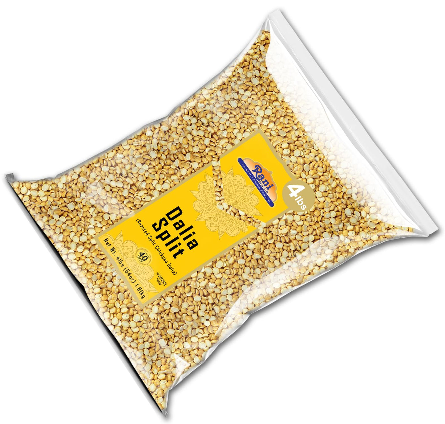 Rani Daliya Split (Roasted Split Chickpeas Dalia) 4lbs (64oz) ~ All Natural | Vegan | Indian Origin