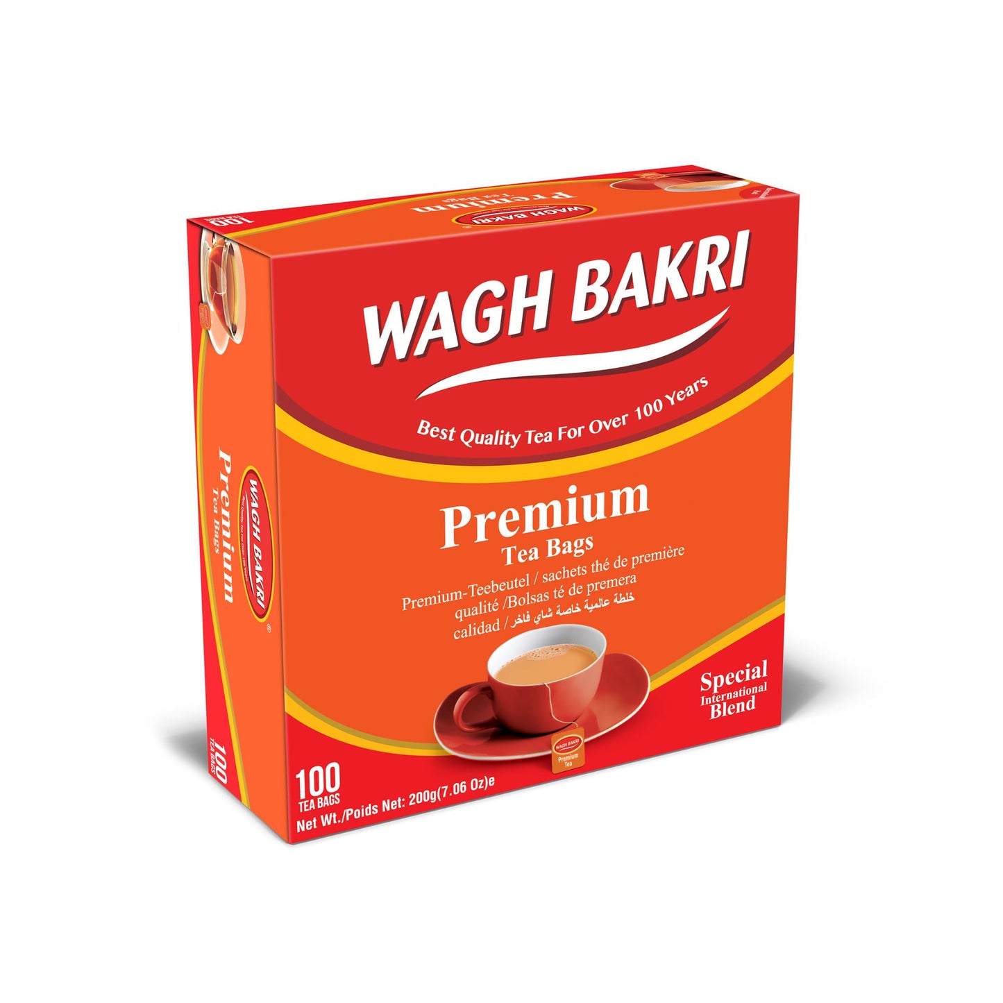 Wagh Bakri Premium Tea Bags, 100 Tea Bags of Special International Blend, 200grams