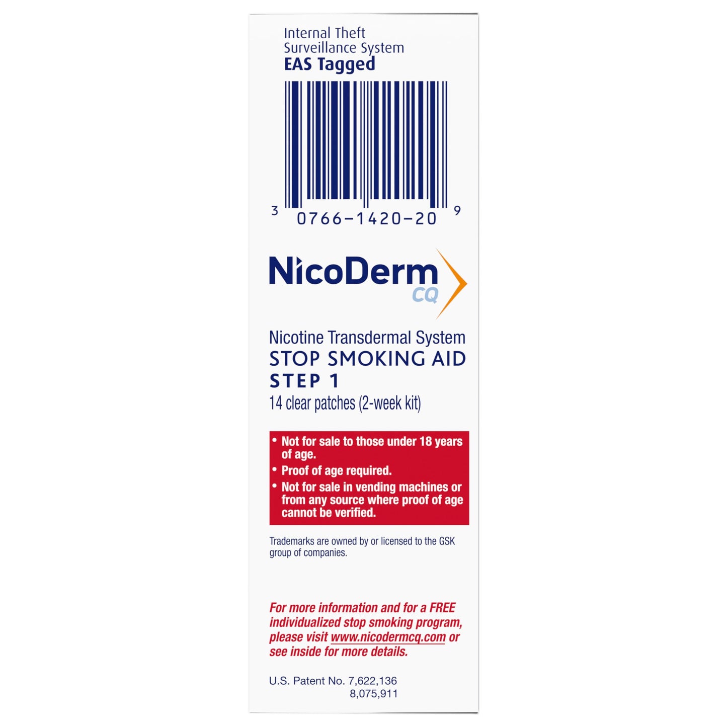NicoDerm CQ Step 1 Nicotine Patches to Quit Smoking, 21 mg, Stop Smoking Aid, 14 Count