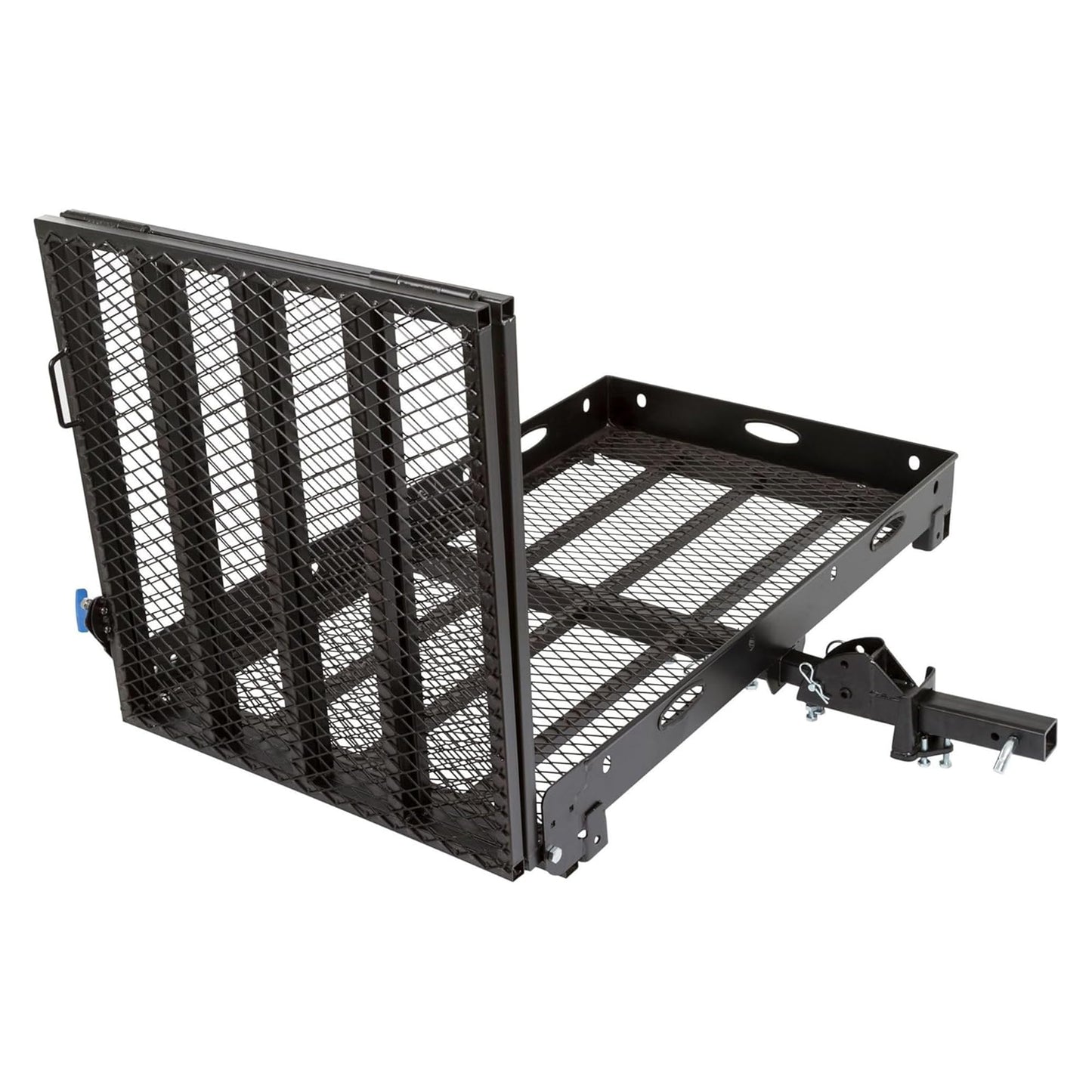 Silver Spring Folding Steel Wheelchair Carrier with Ramp & Hitch Mount, 48" x 27.75", Black - Heavy-Duty and Foldable Mobility Carrier for Scooter Vehicles and Wheelchairs