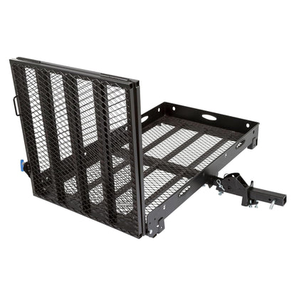 Silver Spring Folding Steel Wheelchair Carrier with Ramp & Hitch Mount, 48" x 27.75", Black - Heavy-Duty and Foldable Mobility Carrier for Scooter Vehicles and Wheelchairs