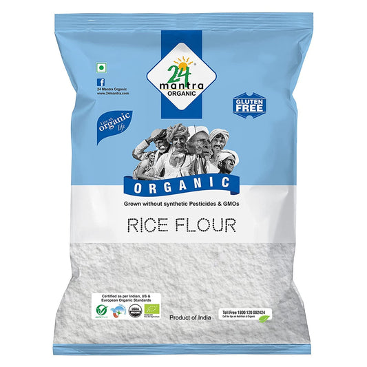 Organic Rice Flour Pure White - Rice Atta - ★ USDA Certified Organic - ★ European Union Certified Organic - ★ Pesticides Free - ★ Adulteration Free - ★ Sodium Free - 2 lb - 24 Mantra Organic