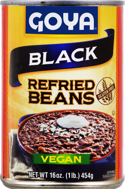 Goya Foods Refried Black Beans, 16-Ounce (Pack of 12)