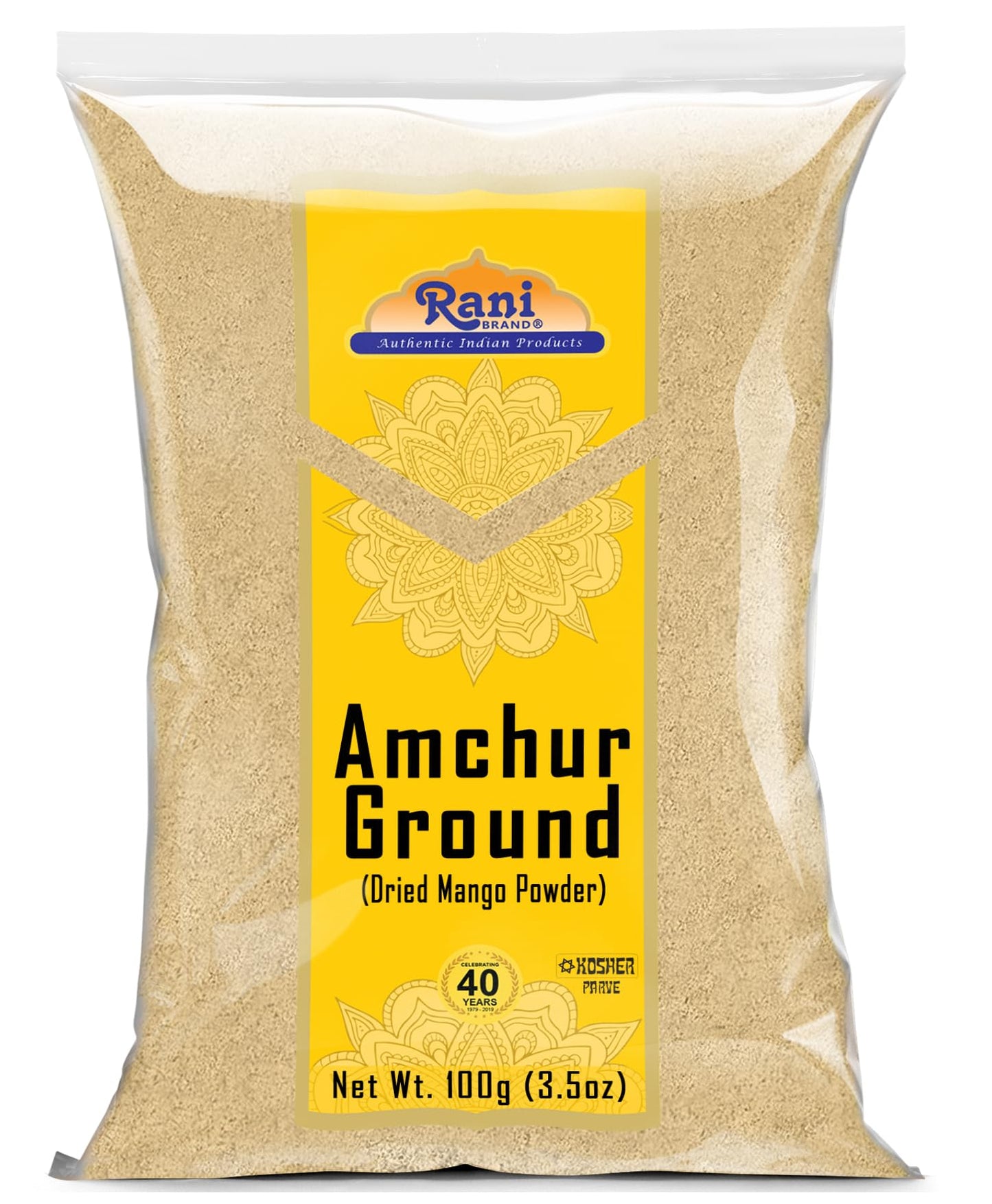 Rani Amchur (Mango) Ground Powder Spice 3.5oz (100g) ~ All Natural, Indian Origin | No Color | Gluten Friendly | Vegan | NON-GMO | Kosher | No Salt or fillers