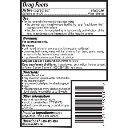 Compound W Wart Remover Maximum Strength One Step Pads with Salicylic Acid, 14 Medicated Pads