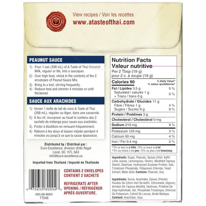 A Taste of Thai Peanut Sauce Mix Packets | Authentic Thai-Style Sauce with Ground Peanuts & Traditional Spices | Ready in Minutes | No Artificial Flavors | Non-GMO, Gluten-Free – 3.5 oz