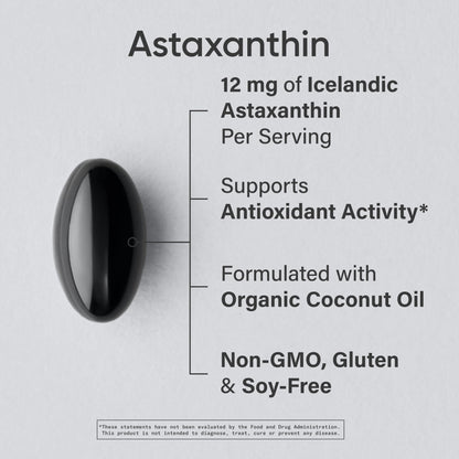Sports Research® Triple Strength Astaxanthin 12mg - Antioxidant Supplement for Skin & Eye Health Support* - Soy Free · Non-GMO · Gluten Free - 60 Softgels