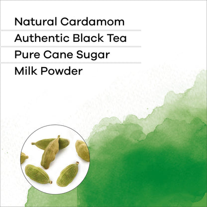 QuikTea Cardamom Chai Tea Latte – 20 Count, Bold Cardamom Flavor, No Preservatives – Just Add Hot Water