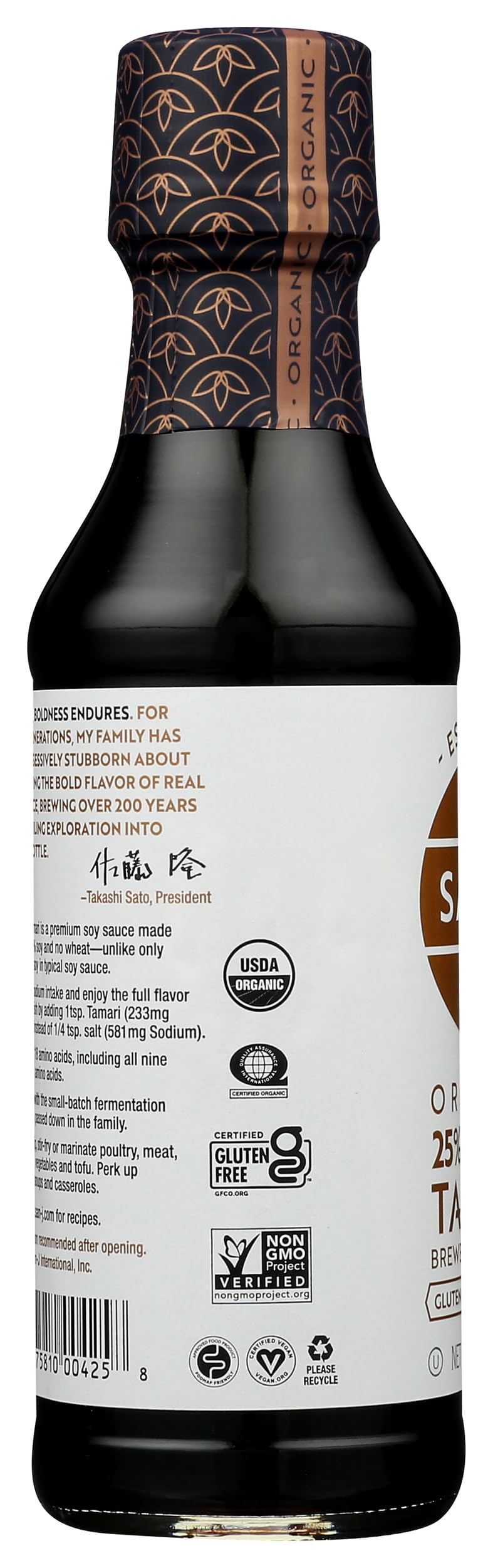 San-J - Organic Gluten Free Tamari Soy Sauce with 25% Less Sodium - Specially Brewed - Made with 100% Whole Soy - 10 oz. Bottle