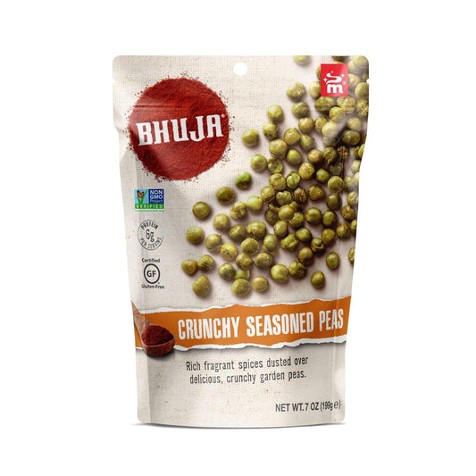 Bhuja Majans Crunchy Seasoned Peas, 7 oz | Spiced Roasted Garden Peas | Non-GMO, Gluten Free, Vegan Friendly | 6g Protein per Serving | No Added MSG, No Artificial Colors, Flavors or Preservatives | Made in Australia