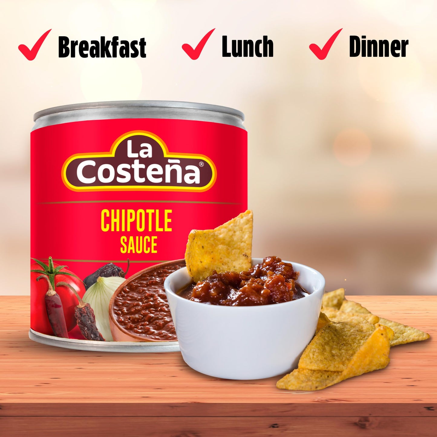 La Costeña Chipotle Salsa - Spicy Salsa Made with Chipotle Peppers for Mexican Food, Enchilada Sauce, Adobo Sauce, Fajita Seasoning, Aioli, Birria & Street Taco Seasoning - 7.76oz, 24 Pack Cans
