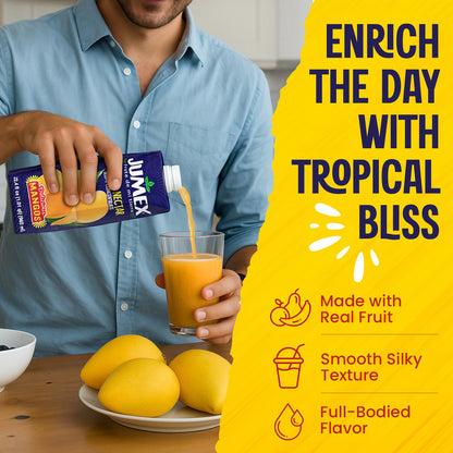 Jumex Mango Nectar - Mango Juice Nectar Made with Fresh Fruit Puree - Tropical Fruit Juice Concentrate for Smoothie Mix, Cocktail Mixers, Kids Drinks & Mexican Beverages - 32.4oz, 12 Pack Carton