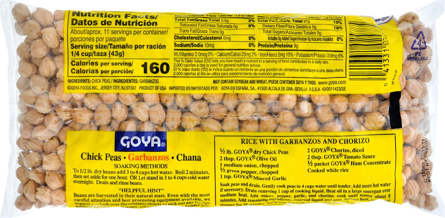 Goya Foods Chick Peas, Garbanzo Beans, Dry, 16 Ounce (Pack of 24)