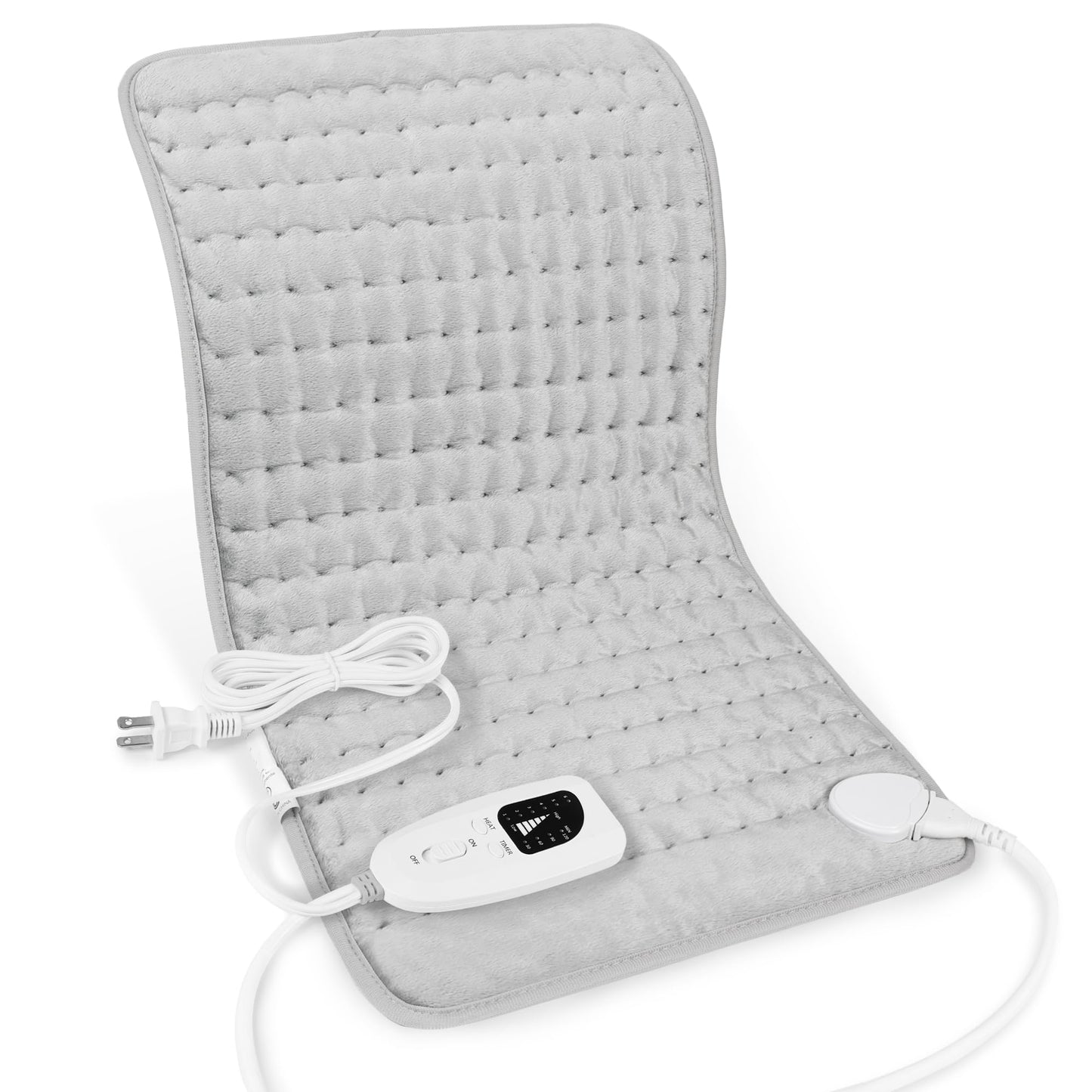 Deepsoon Heating Pad,Electric Heating Pads for Back,Neck,Abdomen,Moist Heating Pad for Shoulder,Knee,Arms,Legs,Dry/Moist Heat & Auto Shut Off,Christmas Gifts for Men and Women,Light Gray,24x12 Inch