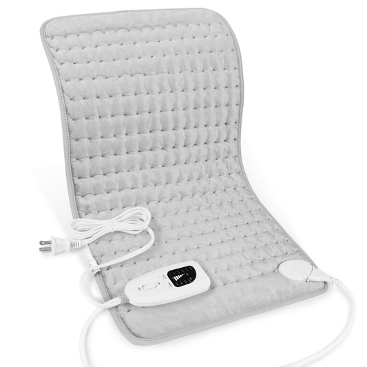 Deepsoon Heating Pad,Electric Heating Pads for Back,Neck,Abdomen,Moist Heating Pad for Shoulder,Knee,Arms,Legs,Dry/Moist Heat & Auto Shut Off,Christmas Gifts for Men and Women,Light Gray,24x12 Inch
