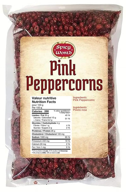 Spicy World Pink Peppercorns Whole 1.75Oz Bag - Steam Sterilized, Vegan, Premium Quality Whole Peppercorns