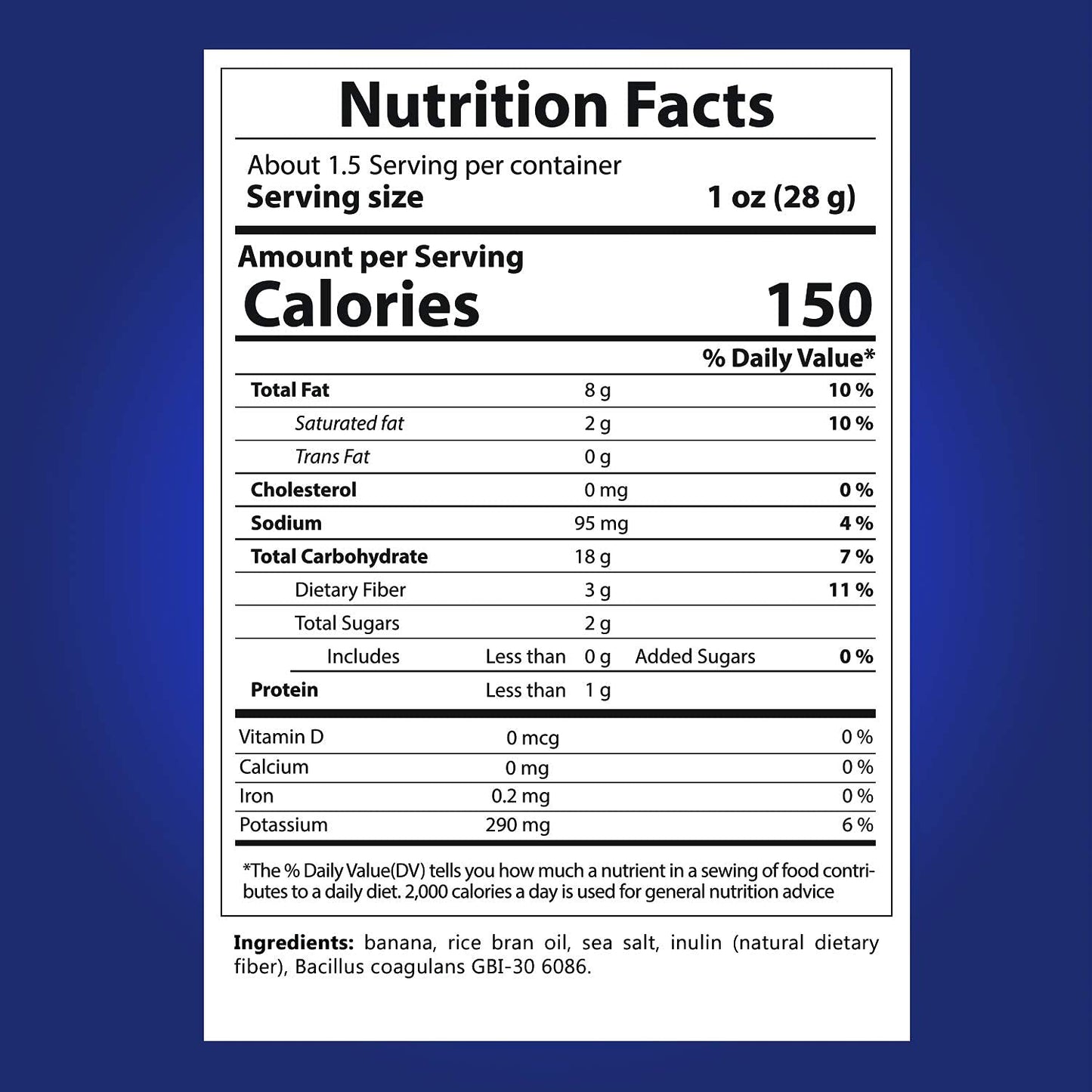 Banana Chips Sea Salt Healthy Chips - 1 Billion Probiotics healthy snacks for adults and kids, Gluten free Vegan Paleo non gmo Unsweetened Dried bananas kids snacks for school by Banana Joe x6
