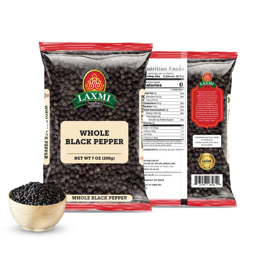 Laxmi Black Pepper Whole Peppercorns 200gm | Tellicherry Black Peppercorn | Premium quality and high value Peppercorns, black | Ethical sourced