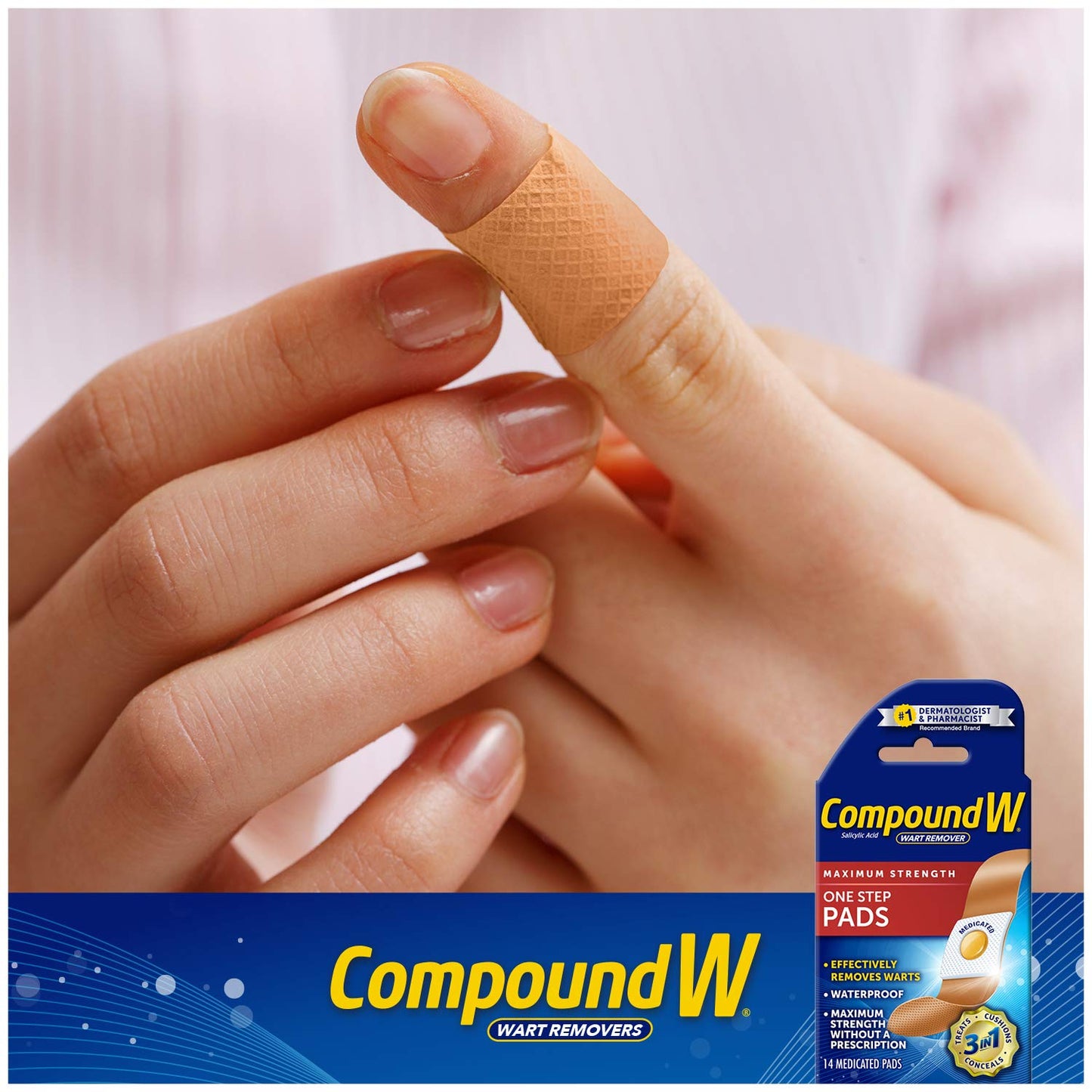 Compound W Wart Remover Maximum Strength One Step Pads with Salicylic Acid, 14 Medicated Pads