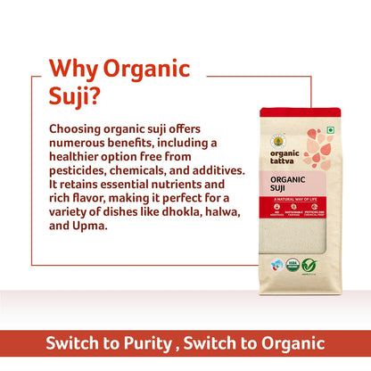 Organic Tattva Semolina Coarse Rawa Suji, 500g USDA Organic Certified