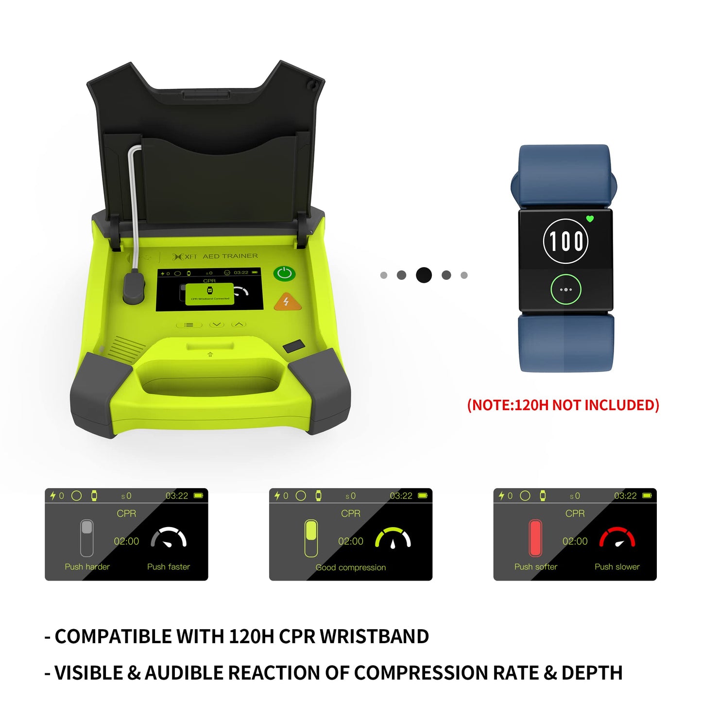 AED Trainer, XFT Professional AED Training Kit CPR Training Equipment Training Device Automatic External Defibrillator Simulator, for First Aid Trainee Beginner(XFT-120G)