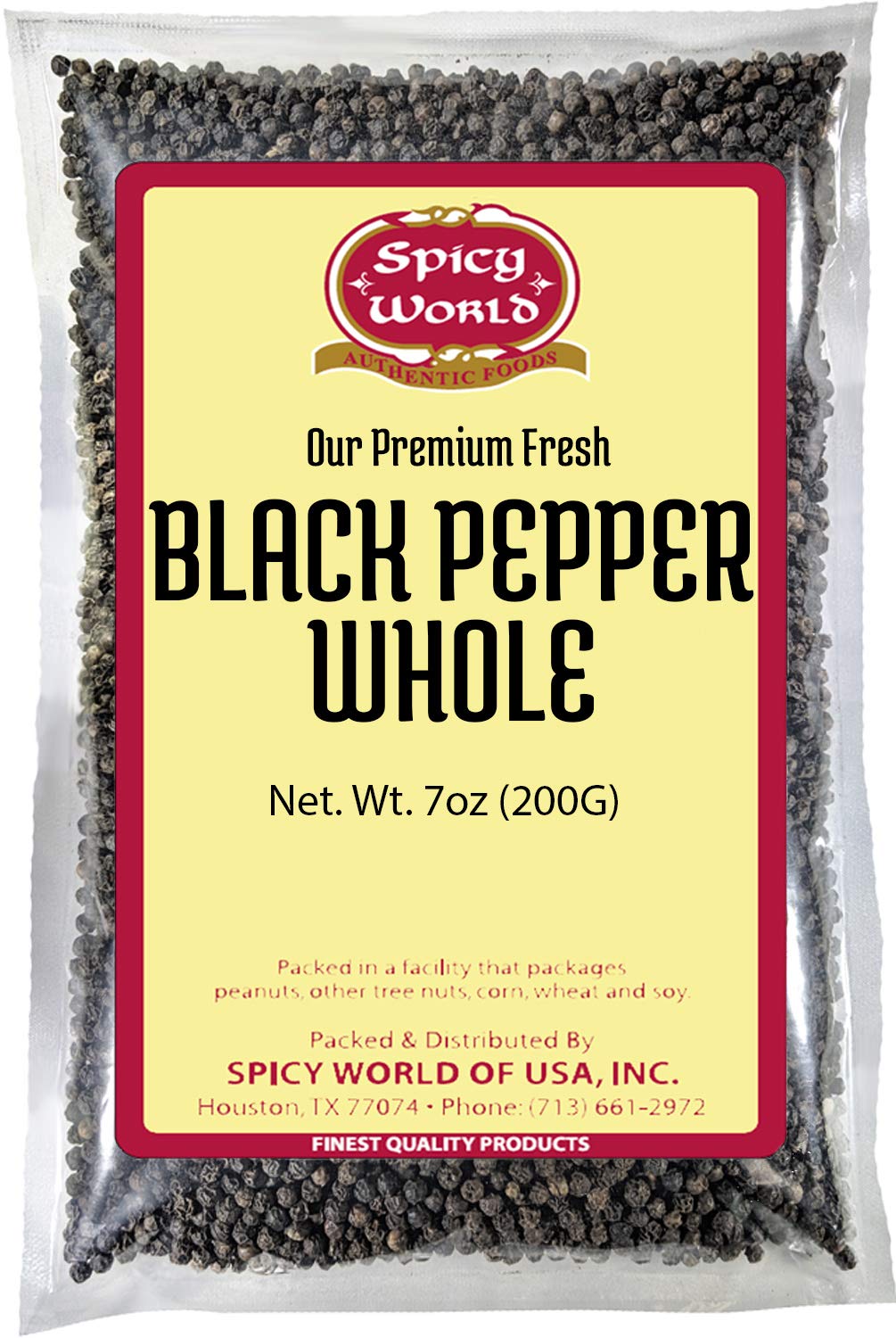 Spicy World Black Peppercorns Whole 7 Ounce - Perfect for Grinder