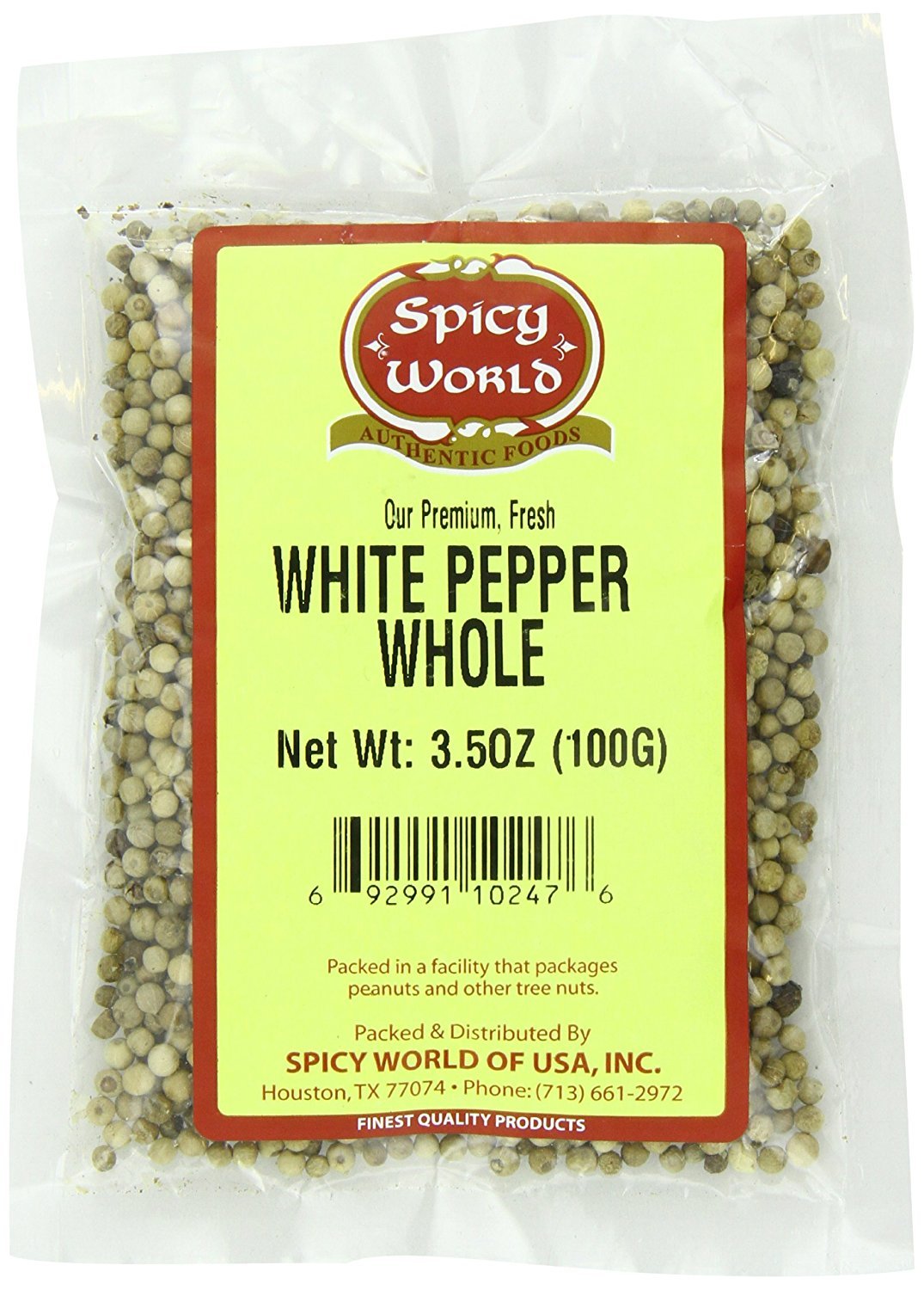 Spicy World Whole White Pepper 3.5 Ounce | 100% Natural & Pure | White Peppercorns | Peppercorn for Grinder Refill | Premium Quality White Peppercorns Whole