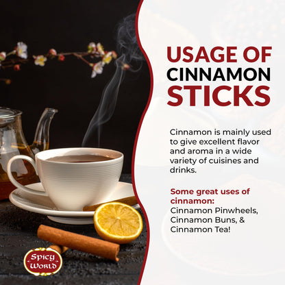 Spicy World Cinnamon Sticks 1.75 Pound Bulk Bag - 150 to 175 Sticks - Strong Aroma, Perfect for Baking, Cooking & Beverages - 3+ Inches Length - Cassia Saigon Cinnamon from Vietnam 28 Oz