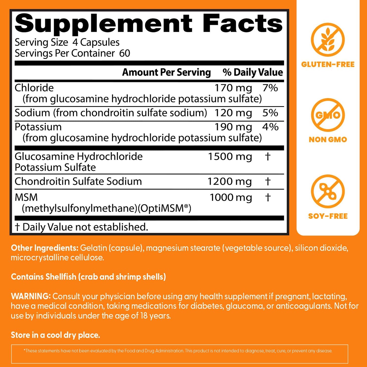 Doctor's Best Glucosamine Chondroitin MSM - Joint Health Support Supplement for Women & Men, Nutritional Support for Joint Strength, Hair, Skin, & Nails, Gluten Free, Non GMO - 240 Capsules