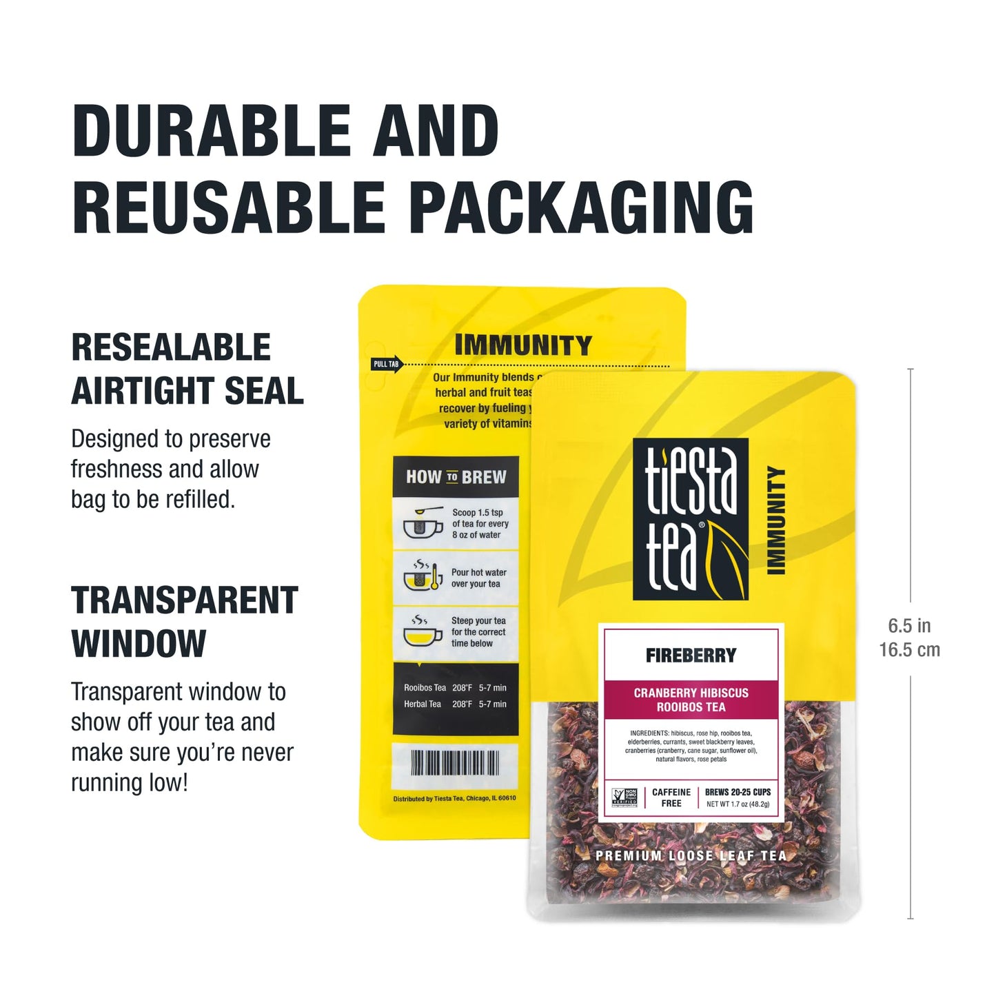 Tiesta Tea - Cranberry Hibiscus Rooibos Tea, Fireberry, Loose Leaf, Herbal Blend with Hibiscus, Cranberry, Currants & Rooibos, Enjoy Hot or Iced, 1.7oz Resealable Pouch, 25 Cups