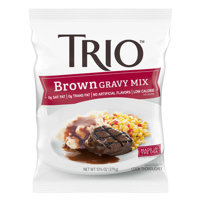 Trio Gravy Mix, Brown Gravy, Holiday Roasts, Dehydrated, Just Add Water, 13.37 oz Bag