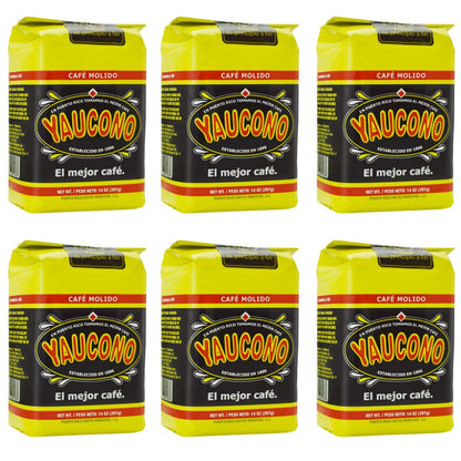 Yaucono Ground Coffee Bagged, 14 Ounce (Pack of 6)