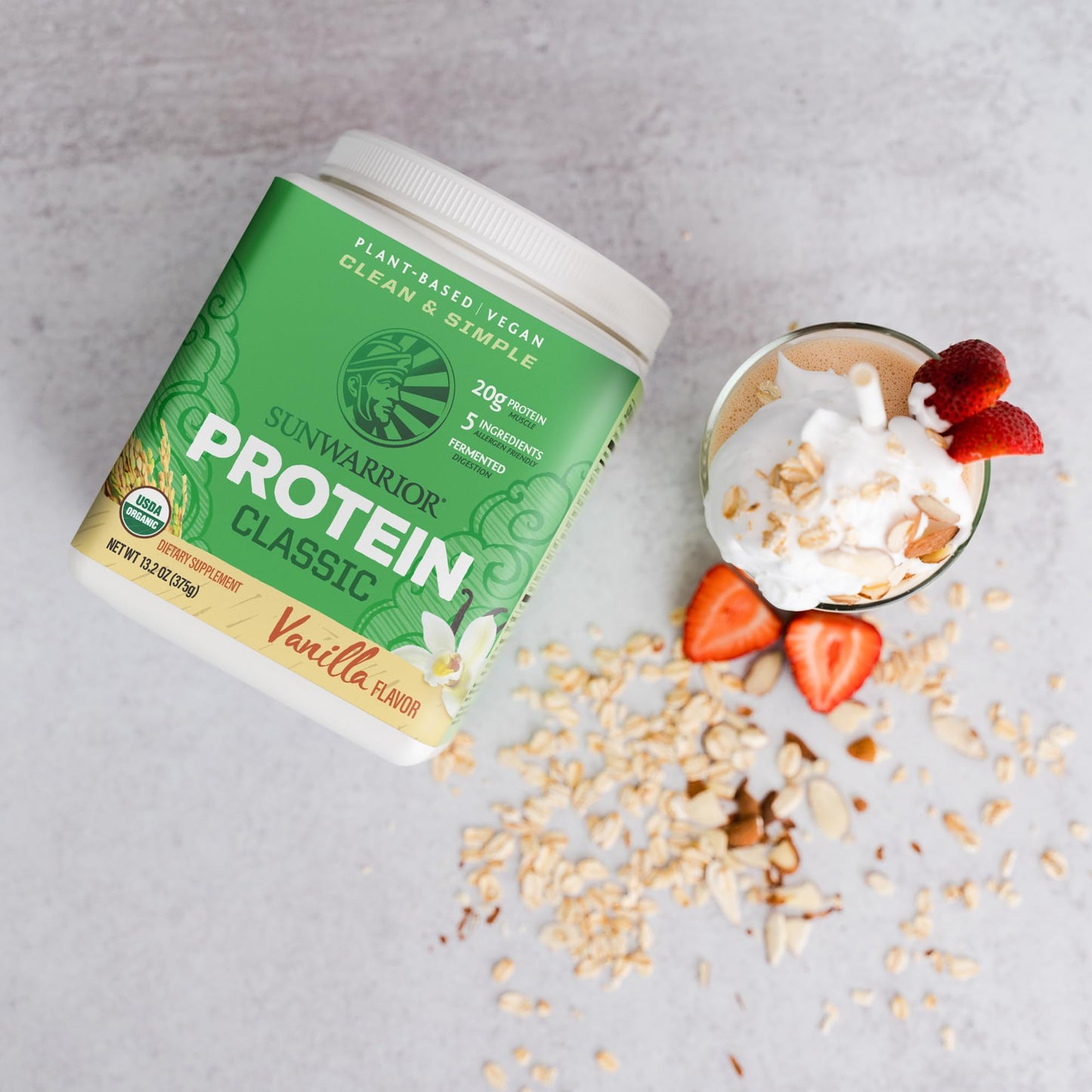 SUNWARRIOR Organic Classic Vanilla Protein, 375 GR