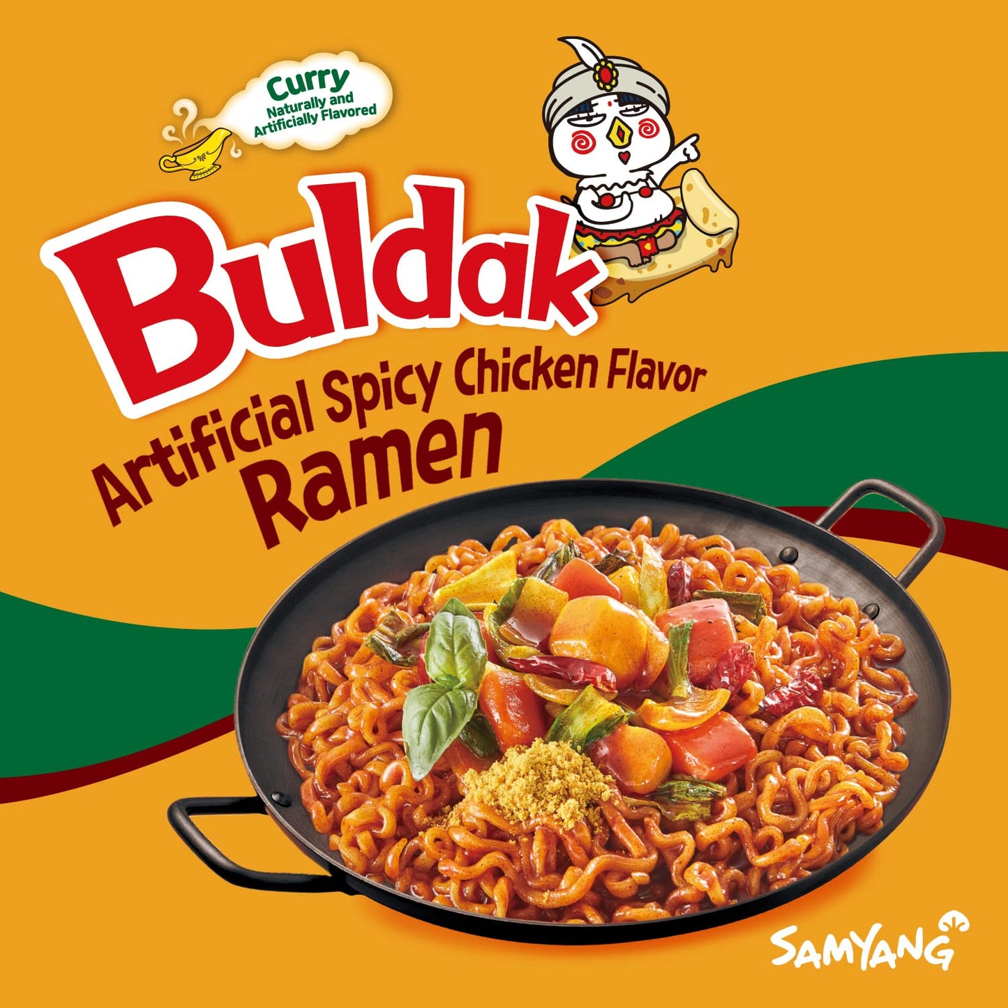 Samyang Curry Buldak Korean Spicy Hot Chicken Stir Fried Ramen Noodles 4.94oz (Pack of 5)
