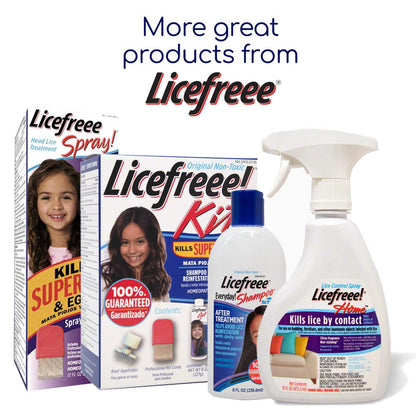 Licefreee Lice Spray for Kids Hair, Includes Professional Metal Nit & Lice Comb for Kids, Kills on Contact, 6 Fl Oz