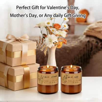 Scented Candles for Women – Large 36 oz Scented Candle Gift Set for Birthday Valentine's Day, Natural Soy Wax Amber Jar Candles with Lavender & Sage, 4-Pack Aromatherapy Set