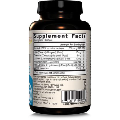 Jarrow Formulas® CarotenAll, Dietary Supplement, Antioxidant Support for Vision and Cardiovascular Health, 60 Softgels, Up to a 60 Day Supply
